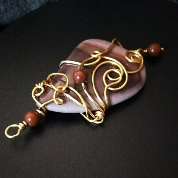 Huge! Wire Wrapped Mookaite Jasper Pendant! Grounding ~ Healing ~ Protection - Picture 6 of 9